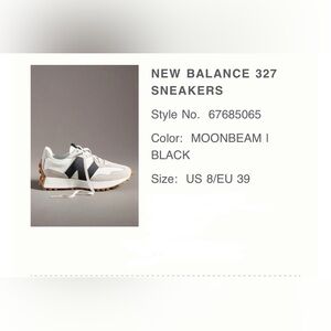 New Balance 327 MOONBEAM size 8
